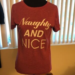 Modern Lux Red Short Sleeve 'Naughty AND Nice' Graphic Tee